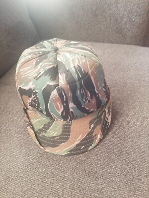 Vintage Tiger Stripe Bucket Hat Hunting Large Jones Style 80's Cap