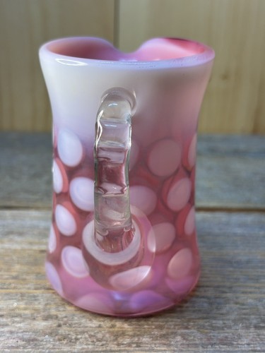 Unique CRANBERRY Color Fenton Reverse Coin Dot Creamer 4 Inches Tall - Picture 7 of 13