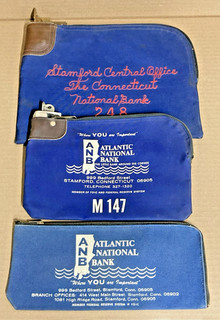 3 Lot Vintage Zipper Locking Bank Deposit Bag W/ Key Cash Money Safe Travel Arco