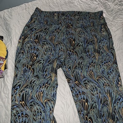 Soft Surroundings Medium Mini Boot Pull On Marbled Peacock Printed Ponte Pant