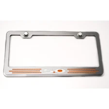 Stainless Steel Plate Frame w/Orange Carbon Fiber "5.0" Inlay for Ford Universal