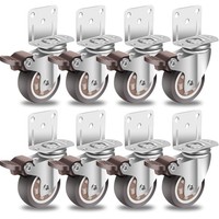 Montageplatte MöBelrollen Gummi 50Mm 360-Grad Schwerlastrollen 65Kg 8Er-Set