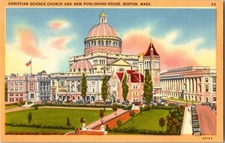Vintage Christian Science Church Boston Linen Postcard by Tichnor Bros