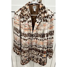 Chico's Silk Abstract Print Blazer Jacket Size 2 L
