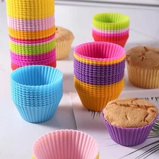 12 Silicone Cake & Muffin Cupcake Liners Reusable Baking Cups & Chocolate Molds