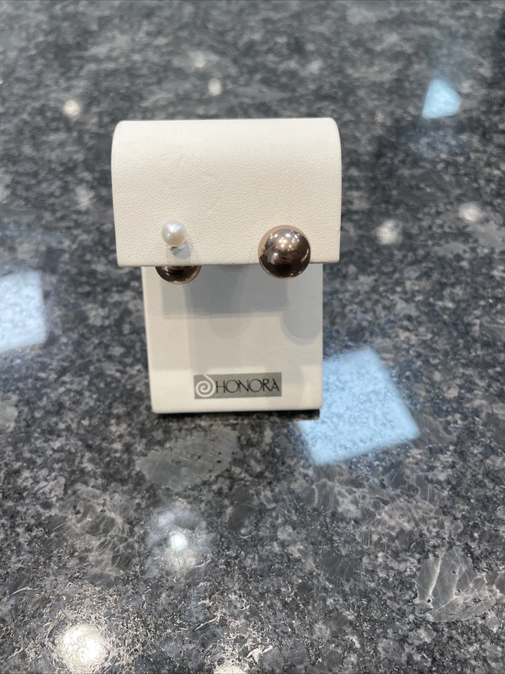 Pendientes Honora Bronce Perla Y Bola De Bronce Foto 2 de 2