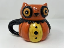 Johanna Parker Transpac Owl Mug Orange Black Ceramic New