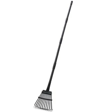 Rake for Leaves Small Metal Garden Tool with 11 Tines 63 Inch Adjustable Handle