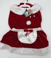 NWT Dog Christmas Costume Merry & Bright Mrs. Claus w/ Hair Bows Extra Large XL
