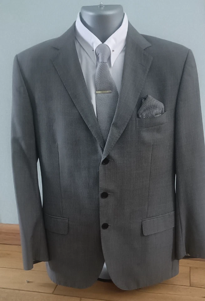 Mod M&S Collezione Ultraifine Dogtooth Grey 3 Button Suit Jacket 40" - Image 2 of 4