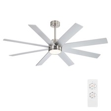 72" Large DC Ceiling Fans with Lights and Remote, 3 Downrods, 8 Plywood Blade...