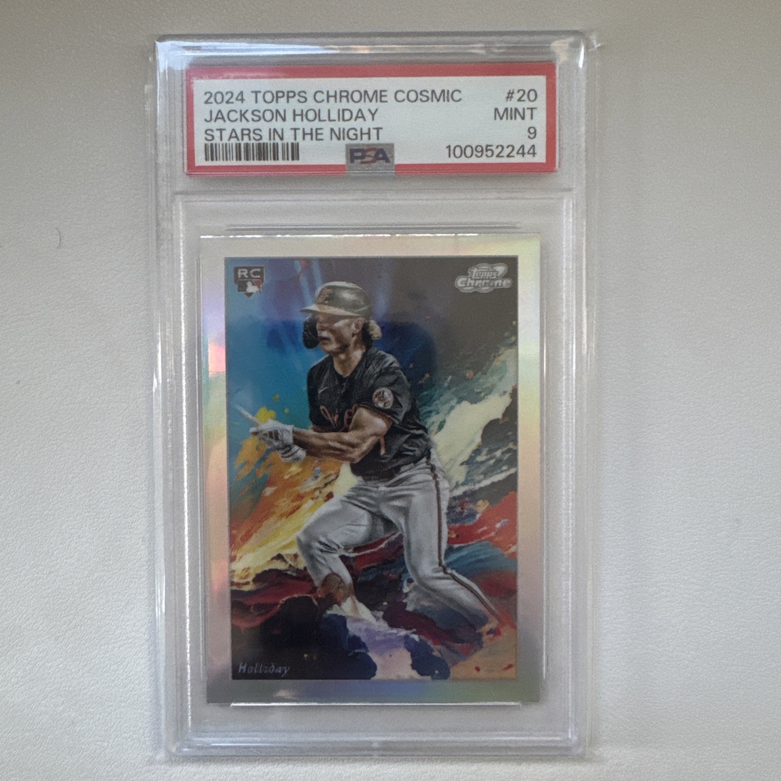 2024 TOPPS CHROME COSMIC STARS IN THE NIGHT #20 JACKSON HOLLIDAY ROOKIE RC PSA 9