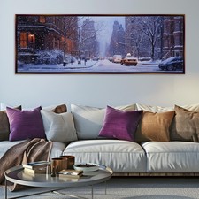 Winter City Canvas Panoramic Print Framed Unframed Extra Large Wall Art