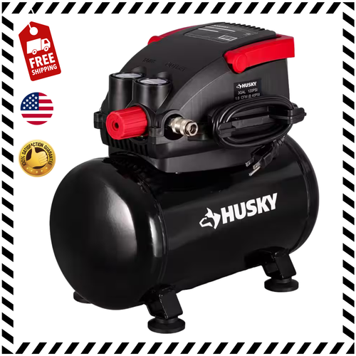 3 Gal. 120 PSI Portable Oil-Free Air Compressor with Quick Coupler and Handle - Picture 1 of 12