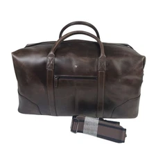Mark and Graham Graham Leather Overnighter Travel Bag Chocolate MONO "SF" Scuffs