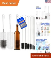 10 Pack Bottle Brush Cleaner Set, 15" Long Handle Bottle Cleaner Brush, Flexible