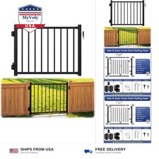 W.4ft x H.36in Aluminum Deck Gate Outdoor, Cuttable Porch Gate Kit with Latch...
