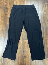Men's Black Fleece Polyester Pajama Lounge Pants Size Medium Elastic Waist