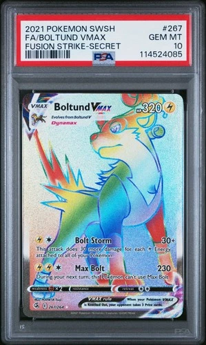 PSA 10 BOLTUND VMAX 267 FUSION STRIKE SECRET RAINBOW RARE SWORD & SHIELD POKEMON