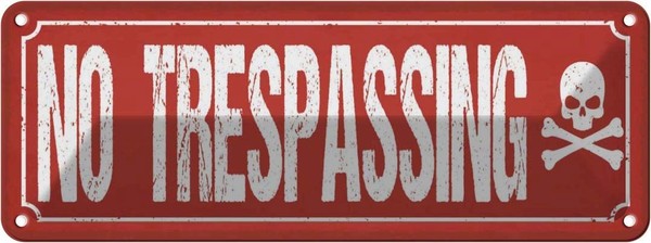 Blechschild 10X27 Cm No Trespassing Warnschild Hinweisschild Sicherheit Vorsicht-image
