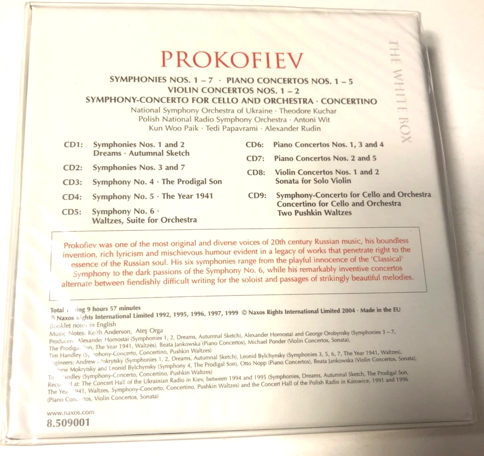 S Prokofiev The Complete Symphonies and Concertos 9x CD Set White Box 2004 new - Image 2 of 4