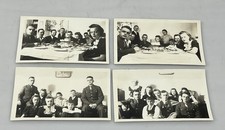Lot 4 Found Photos Group of People at Family Party w/ Cake Military Soldiers