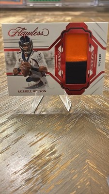 Russell Wilson 2023 RUBY Flawless 2 CLR Game Used Jersey Patch SSP BOOKEND #/15
