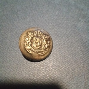 Vintage Metal Button Crown Crest Shield Lions