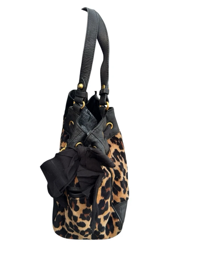 复古 Juicy Couture Daydreamer 豹纹猎豹包钱包双手柄蝴蝶结 Y2K — 第 3/4 张图片