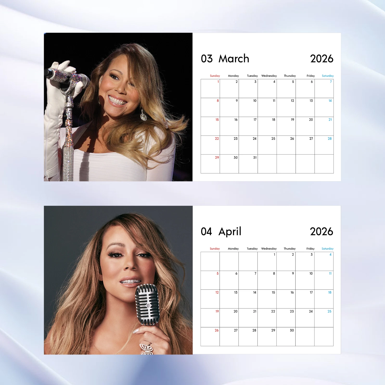 Mariah Carey 2026 Calendar, Pop Diva Wall Calendar, Glamour Photo Poster