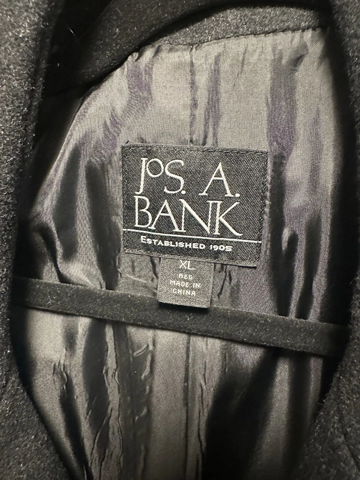 Jos. A. Abrigo Bank Hombre XL Negro Doble Pecho Foto 3 de 4