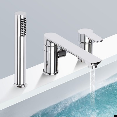 Wannenrandarmatur chrom 3-Loch Badewannenmischer Mischbatterie Badezimmer