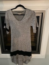 Hand Made in USA Art Deco Y2K Knit Linen Blend high Low Vasilka Dress