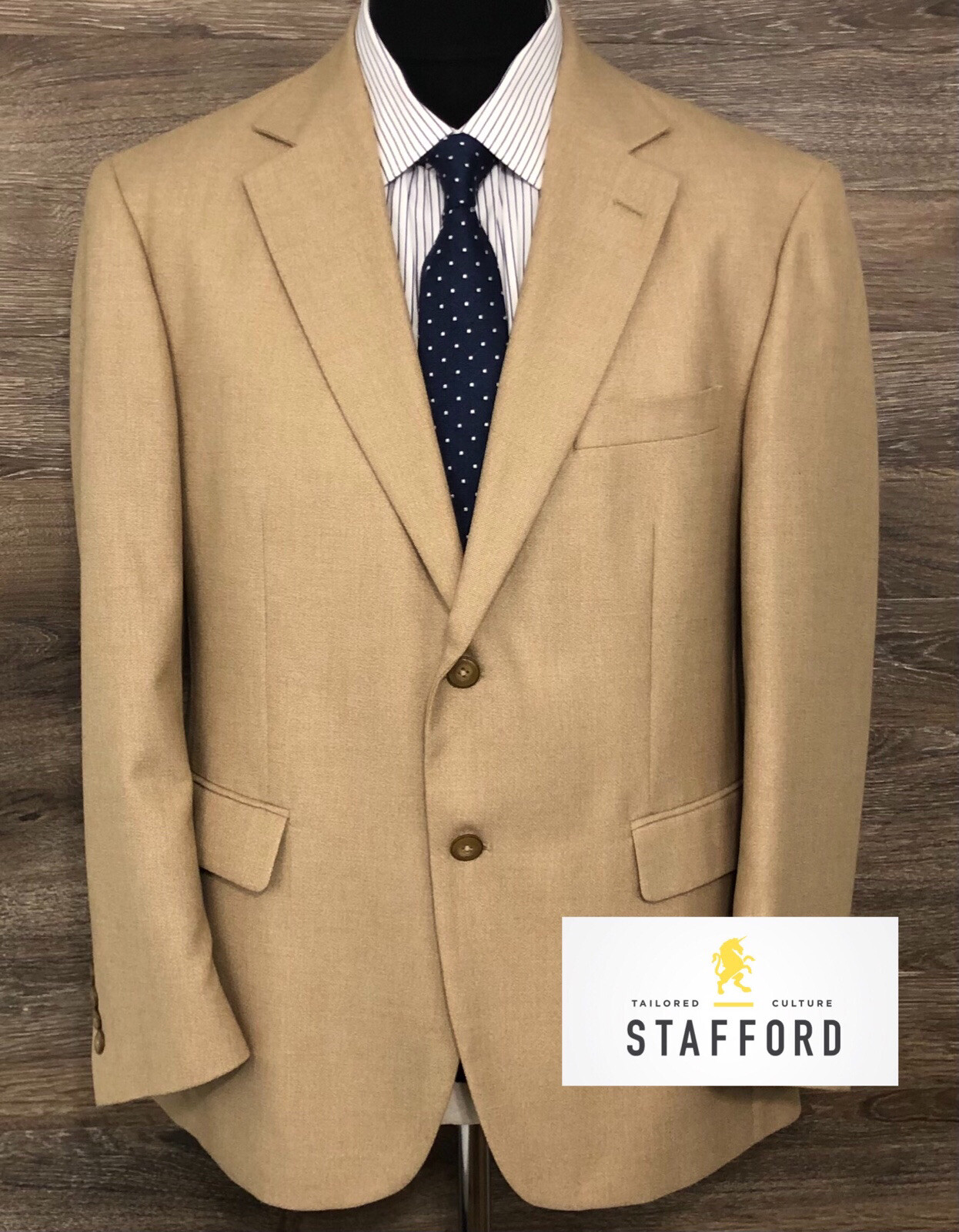 Stafford Essentials Men Polyester Blend Beige 2-B… - image 1