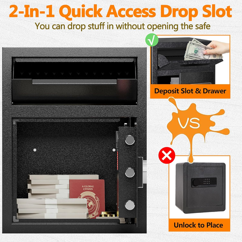 1,8 CUB Depository Drop Safe feuerfest, Front Drop Slot Lock Box mit Digital Co - Bild 3 von 7