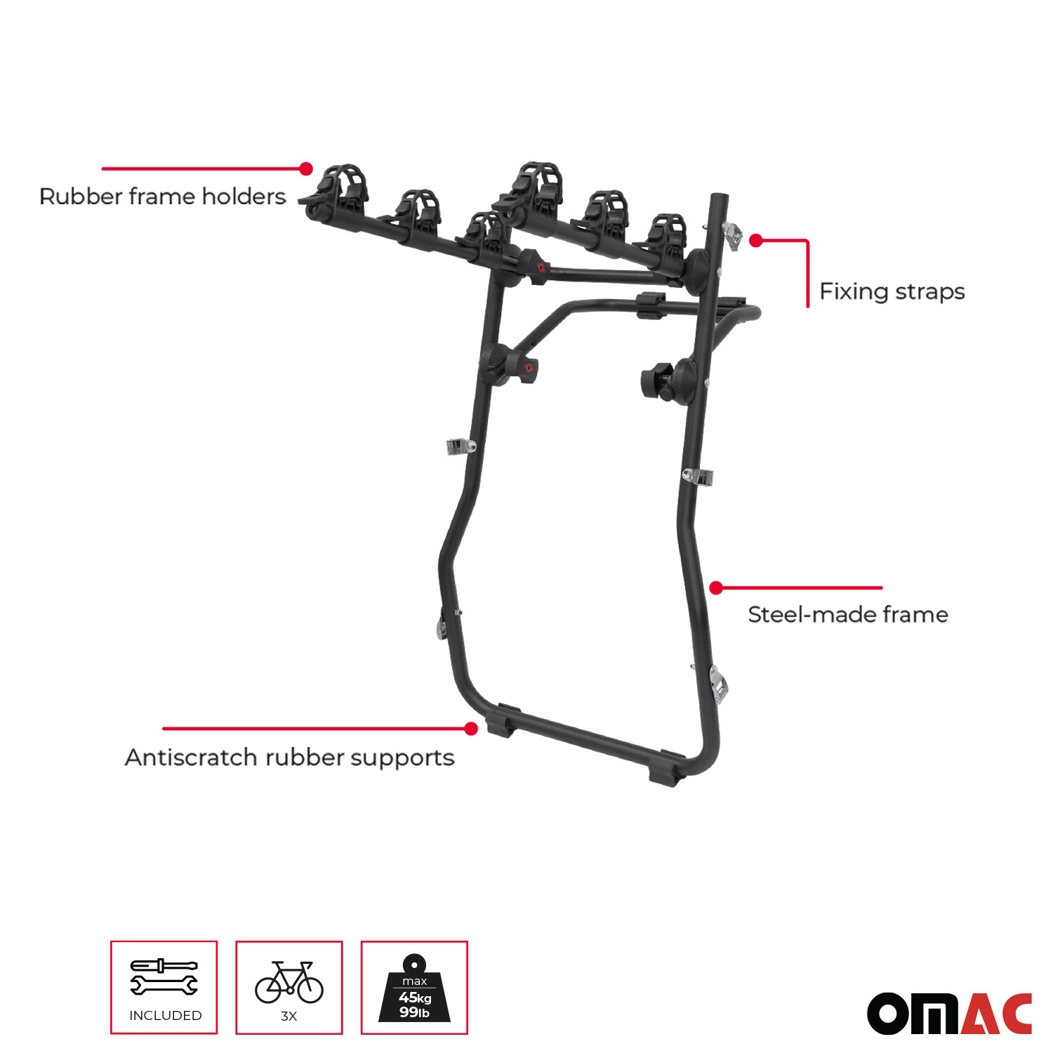 3 Bike Rack For Honda CRV 20122016 Trunk Mount Bicycle Carrier Steel