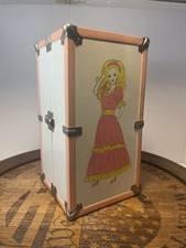 Vintage Wooden Doll Wardrobe Carrying Case All Original Hardware And Paint