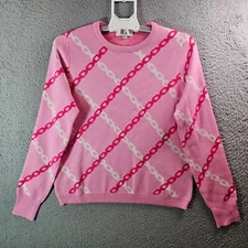 NWOT THML Sweater Women Small Chain Knit Pink White