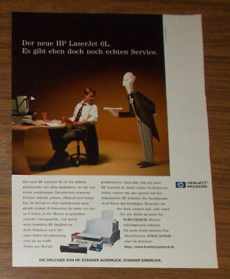 Seltene Werbung HEWLETT PACKARD HP LASERJET 6L - Echter Service 1997