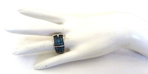 DESIGNER SIGNED AT 2.5 CTTW BLUE DIAMOND STERLING SILVER RING SIZE 8 1/2