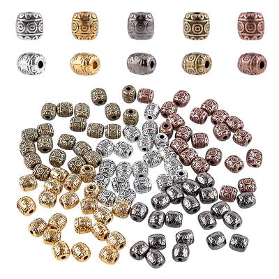 PH PandaHall 100pcs Colors Tibetan Spacer Beads, 6mm Barrel