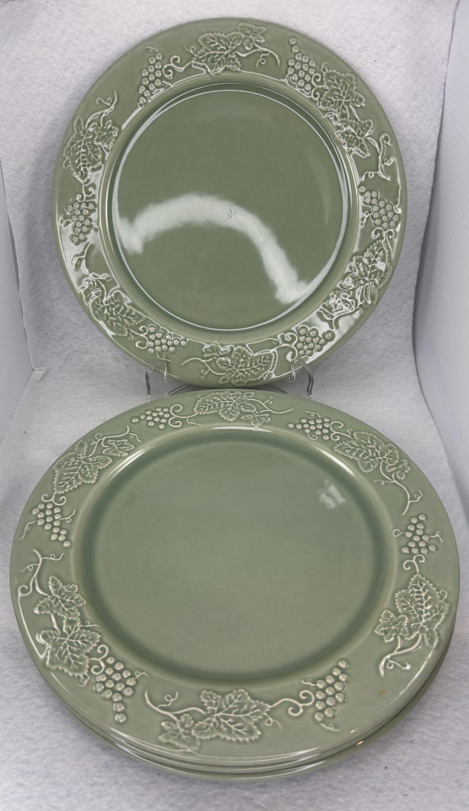 Varages France Green Grapes Embossed Service Plates 12in Set of 4 | eBay