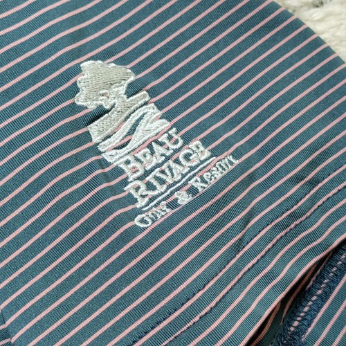 Swannies Polo Shirt Medium Blue Beau Rivage Golf Resort Striped Poly Spandex - Picture 4 of 9