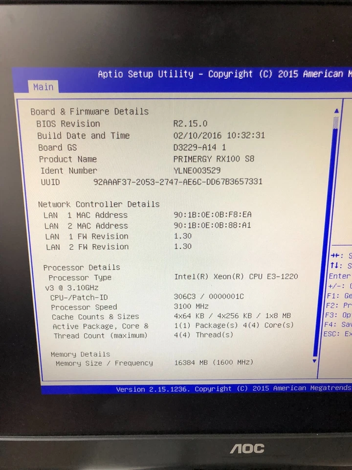FUJITSU PRIMERGY RX100 S8 - PR100A Network Server Rack Xeon CPU - 16GB RAM - Image 2 of 4