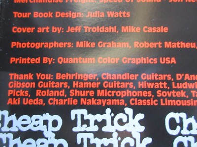 Cheap Trick Silver 2001 Japan Tour Book Concert Program with Promo