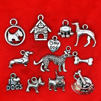 Tibetisches Silber Hund Thema Charm Anhänger Perlenfundstücke Schmuckherstellung