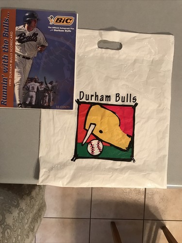 Vintage 1999 Durham Bulls Scorecard Unused With Cool Insert And Souvenir Bag - Picture 10 of 10