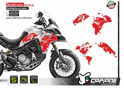 Set Aufkleber Seite DUCATI Multistrada Enduro World Map Rot Matt M30