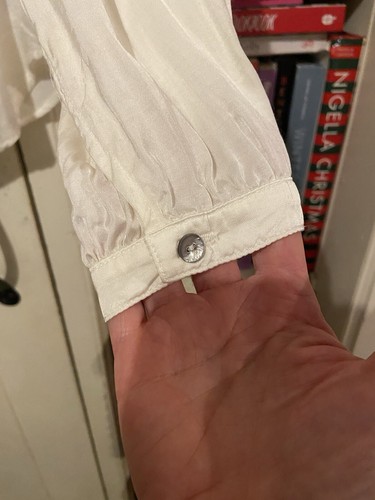 Bella Dahl Smocked Button Down Shirt Winter White Synthetic Silk RRP £172 Small - Picture 6 of 10