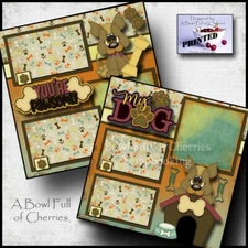MY DOG puppy premade scrapbook pages 12x12 paper printed LAYOUT PET CHERRY 0330